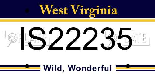 IS22235 West Virginia License Plate
