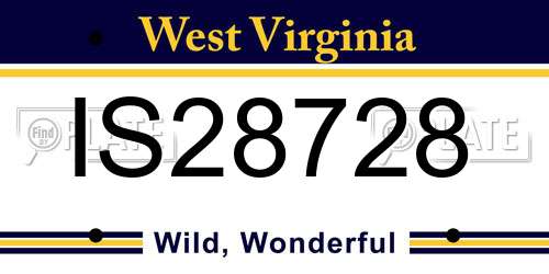 IS28728 West Virginia License Plate