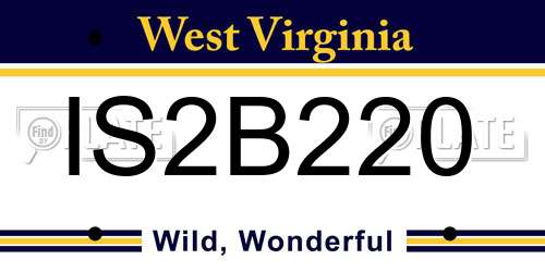 IS2B220 West Virginia License Plate