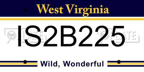 IS2B225 West Virginia License Plate