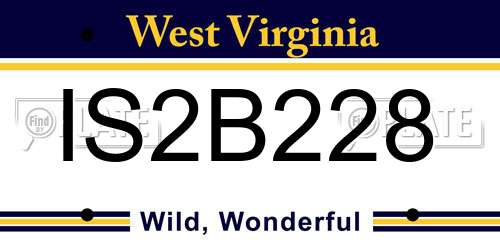 IS2B228 West Virginia License Plate