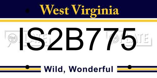IS2B775 West Virginia License Plate