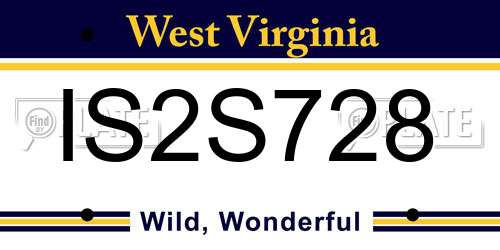 IS2S728 West Virginia License Plate