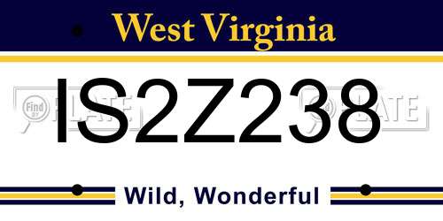 IS2Z238 West Virginia License Plate