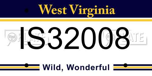 IS32008 West Virginia License Plate