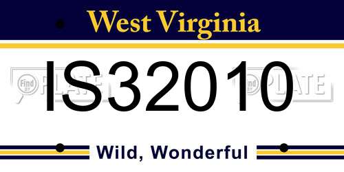 IS32010 West Virginia License Plate