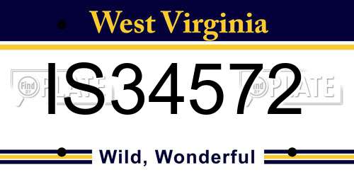 IS34572 West Virginia License Plate