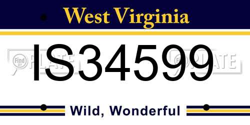 IS34599 West Virginia License Plate