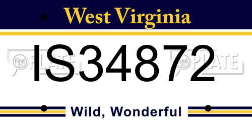 IS34872 West Virginia License Plate