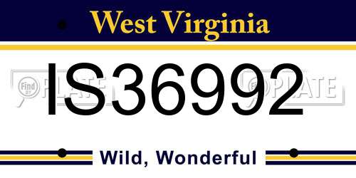 IS36992 West Virginia License Plate