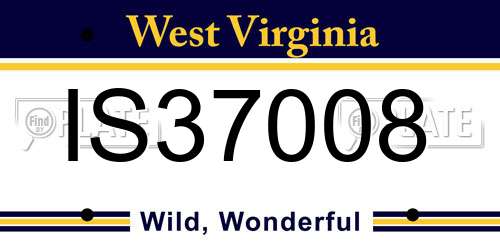 IS37008 West Virginia License Plate