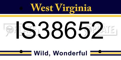IS38652 West Virginia License Plate