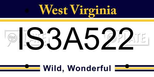 IS3A522 West Virginia License Plate