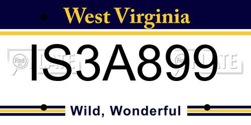 IS3A899 West Virginia License Plate