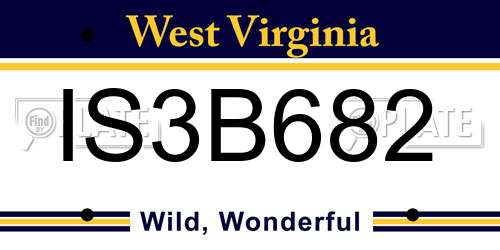 IS3B682 West Virginia License Plate