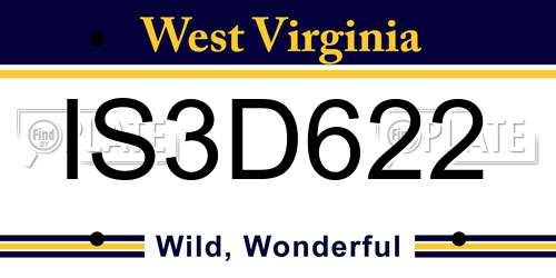 IS3D622 West Virginia License Plate