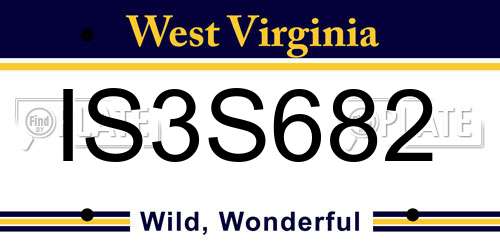 IS3S682 West Virginia License Plate