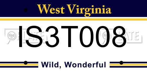 IS3T008 West Virginia License Plate