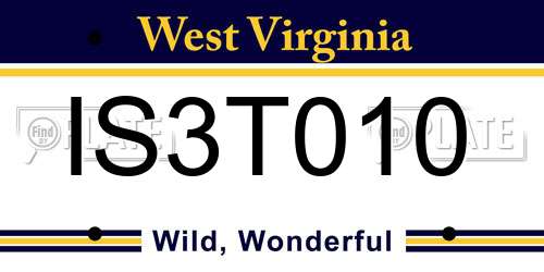 IS3T010 West Virginia License Plate