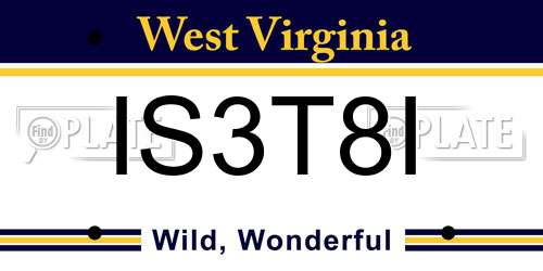 IS3T8I West Virginia License Plate