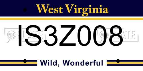 IS3Z008 West Virginia License Plate