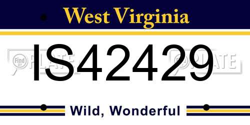 IS42429 West Virginia License Plate