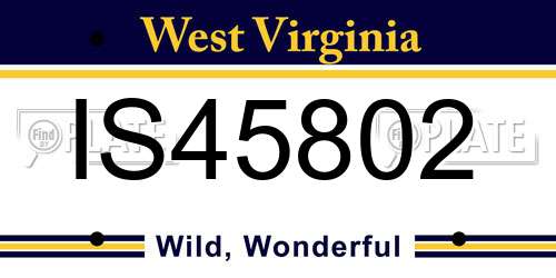IS45802 West Virginia License Plate