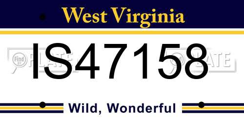 IS47158 West Virginia License Plate