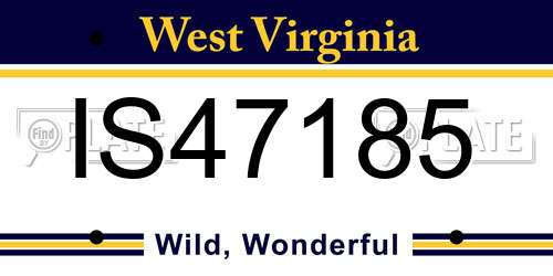 IS47185 West Virginia License Plate