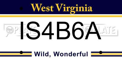 IS4B6A West Virginia License Plate