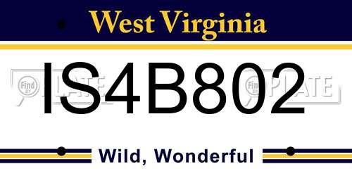 IS4B802 West Virginia License Plate