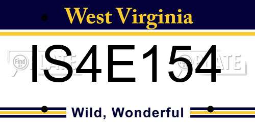 IS4E154 West Virginia License Plate