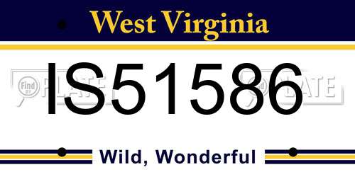 IS51586 West Virginia License Plate