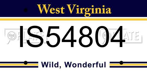 IS54804 West Virginia License Plate