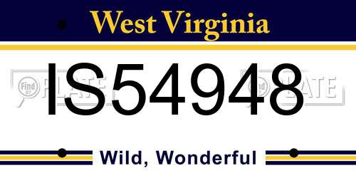 IS54948 West Virginia License Plate