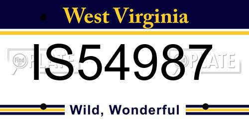 IS54987 West Virginia License Plate