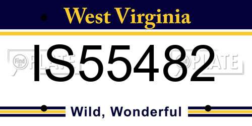 IS55482 West Virginia License Plate