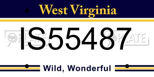 IS55487 West Virginia License Plate