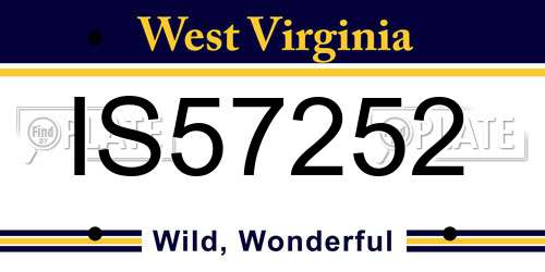 IS57252 West Virginia License Plate
