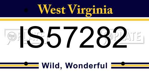 IS57282 West Virginia License Plate