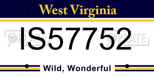 IS57752 West Virginia License Plate