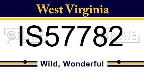 IS57782 West Virginia License Plate