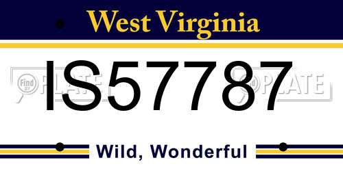 IS57787 West Virginia License Plate