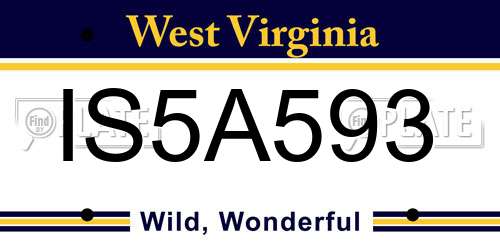 IS5A593 West Virginia License Plate