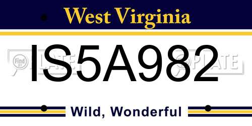 IS5A982 West Virginia License Plate