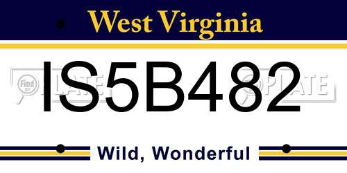 IS5B482 West Virginia License Plate