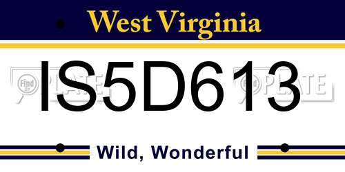 IS5D613 West Virginia License Plate