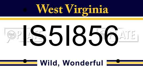 IS5I856 West Virginia License Plate