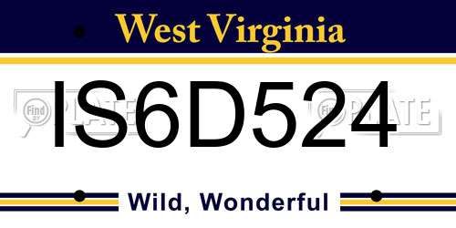 IS6D524 West Virginia License Plate