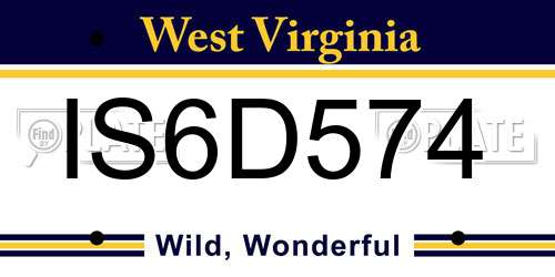 IS6D574 West Virginia License Plate